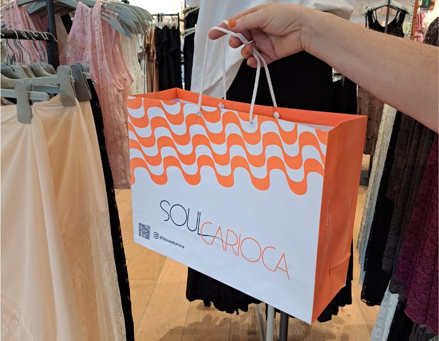 Sacola de Papel Para Moda Praia, Fit e Casual